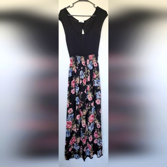 Rebellious  Dreamer Dresses & Skirts - Rebellious Dreamer dress with black top and multi color floral sheer bottom.